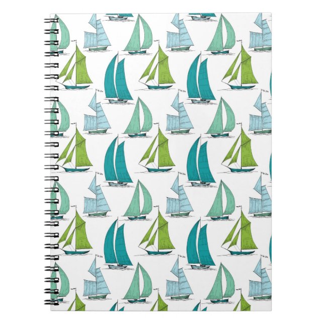 Sailboats On The Water Pattern Notebook (Front)