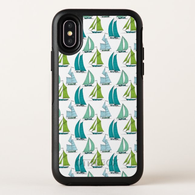 Sailboats On The Water Pattern Otterbox iPhone Case (Back)