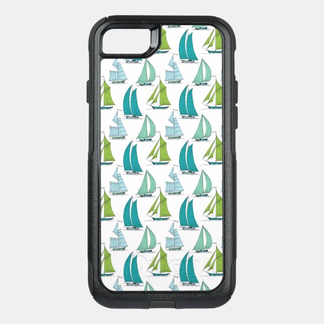 Sailboats On The Water Pattern Otterbox iPhone Case (Back)