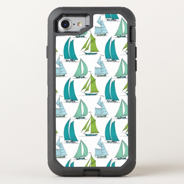Sailboats On The Water Pattern Otterbox iPhone Case (Back)