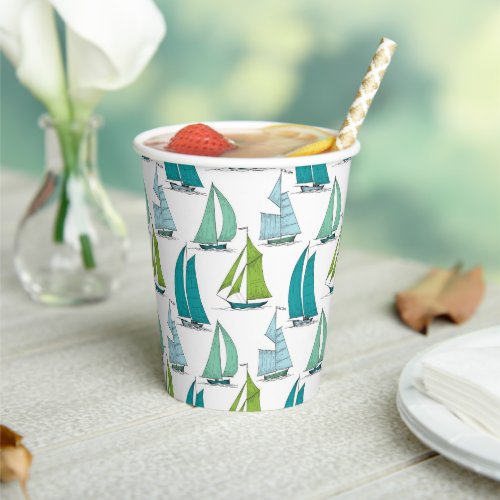 Sailboats On The Water Pattern Paper Cups