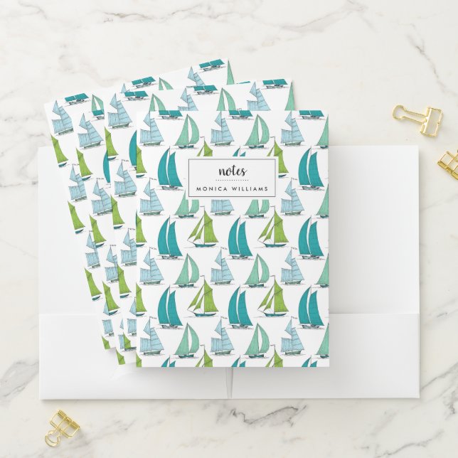 Sailboats On The Water Pattern Pocket Folder (In Situ)