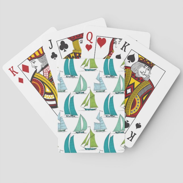 Sailboats On The Water Pattern Poker Cards (Back)