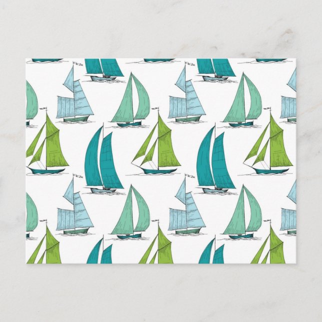 Sailboats On The Water Pattern Postcard (Front)