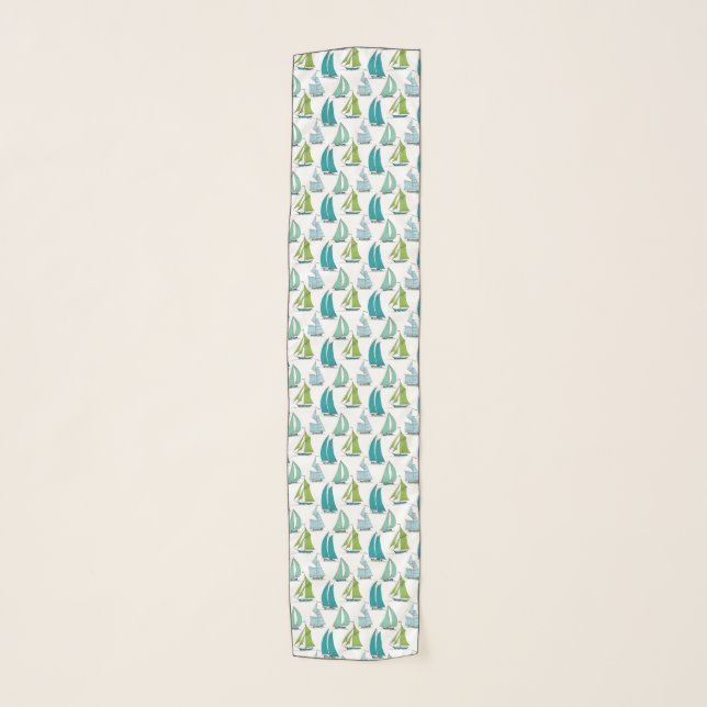 Sailboats On The Water Pattern Scarf (Front)