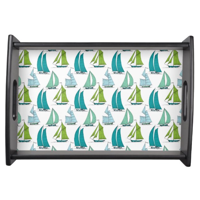 Sailboats On The Water Pattern Serving Tray (Front)