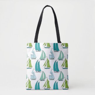 Sailboats On The Water Pattern Tote Bag