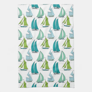 Sailboats On The Water Pattern Towel