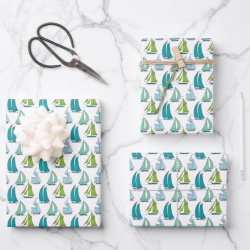 Sailboats On The Water Pattern Wrapping Paper Sheets