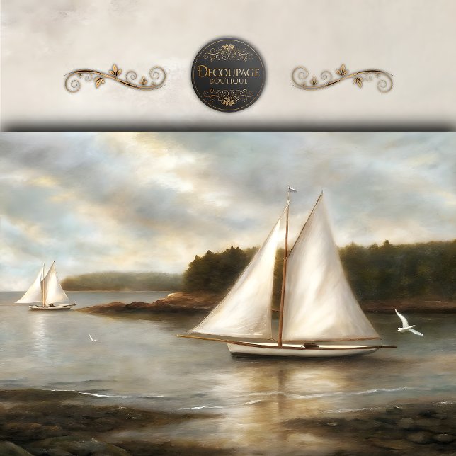 Sailboats on Tranquil Bay Decoupage Tissue Paper (Sailboats on Tranquil Bay Decoupage Tissue paper)