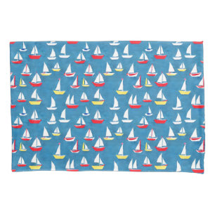 Sailboats Pattern Blue Pillow Case