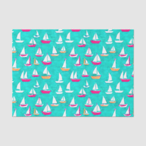 Sailboats Pattern Pink & Aqua Tissue Paper