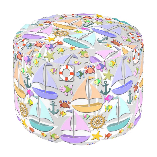 Sailboats Pouf (Angled Front)