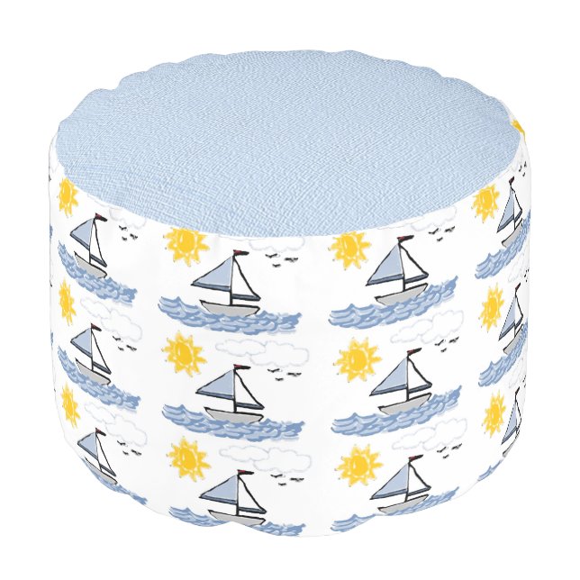 Sailboats Pouf (Angled Front)
