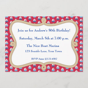 Sailboats, Rope Frame, Nautical Themed Invitation