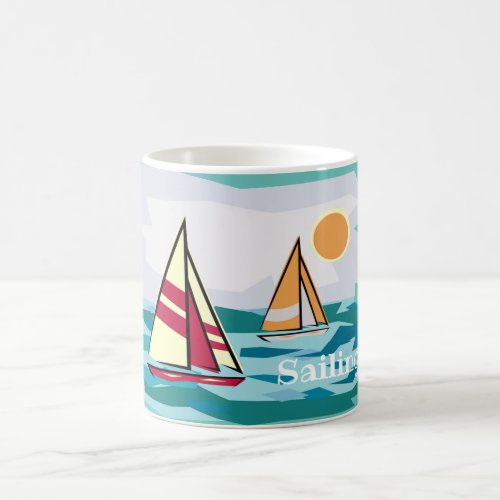 Sailboats Sailing Design  Coffee Mug