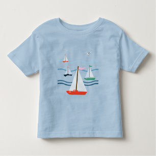Sailboats, seagulls, ocean waves toddler t-shirt