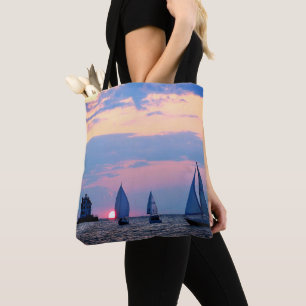 Sailboats Sunset Tote Bag