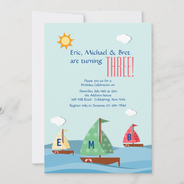 Sailboats Three Invitation (Front)