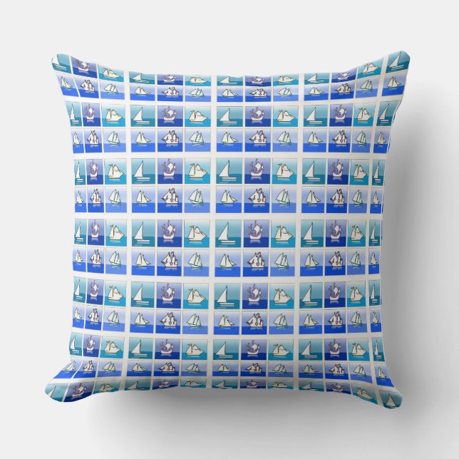Sailboats Throw Pillow (Front)