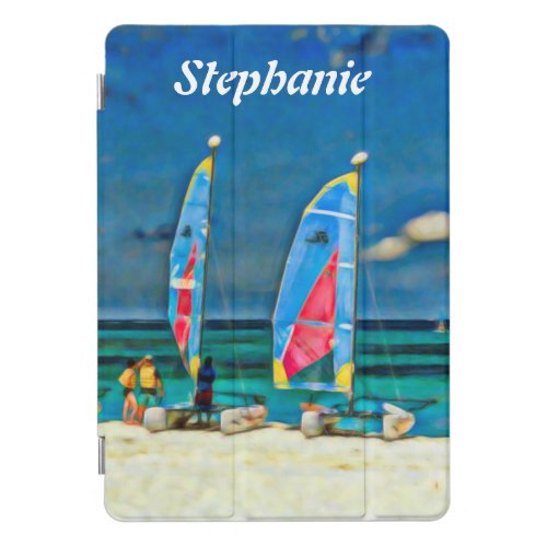 Sailboats Tropical Beach Vacation iPad Pro Cover