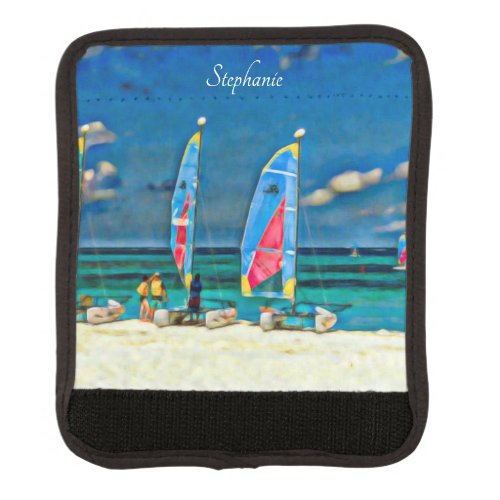 Sailboats Tropical Beach Vacation Luggage Handle Wrap