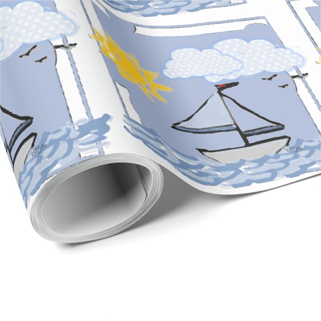 Sailboats Wrapping Paper (Roll Corner)