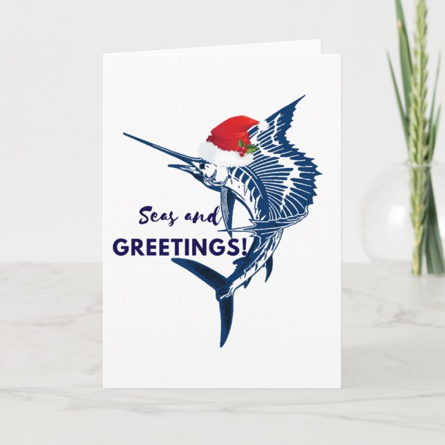Sailfish Christmas Seas and Greetings Card (Front)