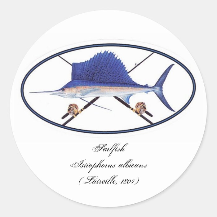 Sailfish decal round stickers