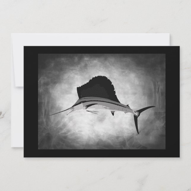 Sailfish fishing vintage art invitation (Front)