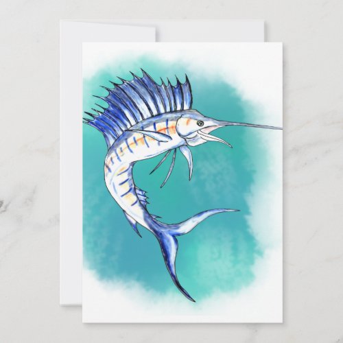 Sailfish in Watercolor Invitation