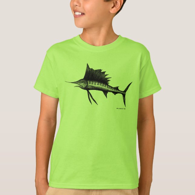 Sailfish ink pen drawing art tshirt (Front)