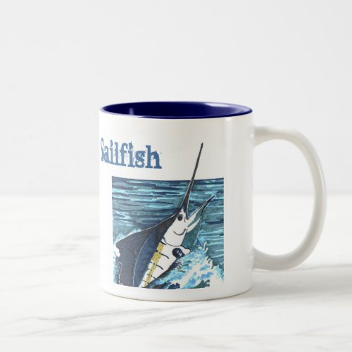 Sailfish Jumps Sportfish Two_Tone Coffee Mug