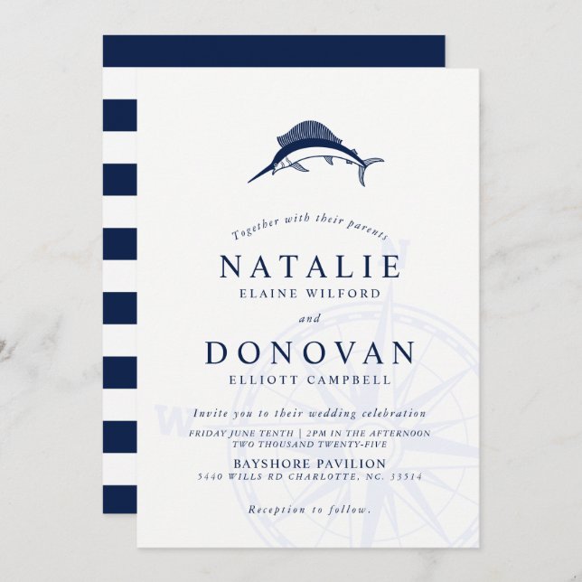 Sailfish Nautical Wedding Invitation (Front/Back)