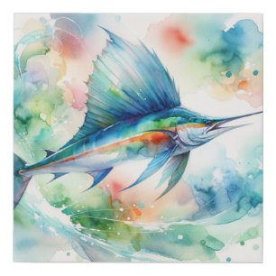 Sailfish Symphony 200824AREF115 - Watercolor Faux Canvas Print