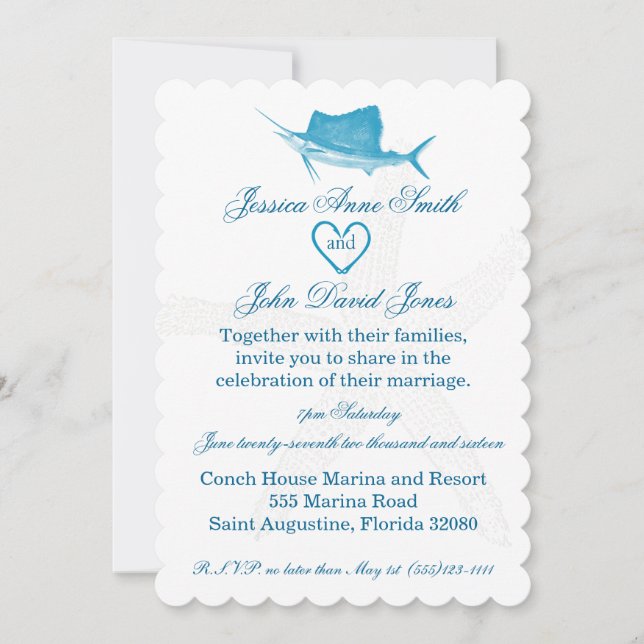 Sailfish Wedding Celebration Invitation (Front)