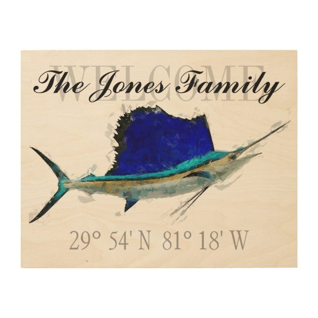 Sailfish Welcome Sign with GPS Coordinates (Front)