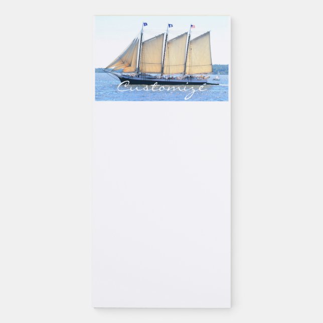 Sailing 3-masted Schooner Thunder_Cove Magnetic Notepad (Front)