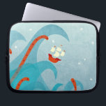 Sailing Adventure Laptop Sleeve<br><div class="desc">A lone sailing ship or boat full of intrepid sailors atop an enormous wave as a tentacled sea monster reaches out from the deep blue ocean.  For your favorite voyager,  traveller or off-duty captain.  Original art by Nic Squirrell.</div>