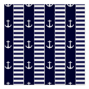 Sailing anchor and stripes pattern poster