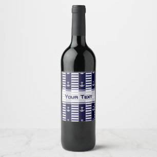 Sailing anchor and stripes pattern wine label