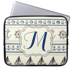 Sailing Anchor Nautical Monogram 15" Laptop Case