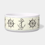 Sailing Anchor Nautical Rope Dog Pet Food Bowl<br><div class="desc">Sailing Anchor Nautical Rope Knot  Sail Boat Sea Shell Pattern Fabric Dog Pet Food Bowl</div>