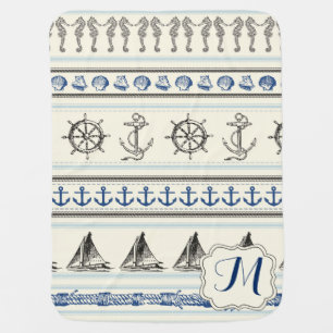 Sailing Anchor Nautical Rope Knot Baby Blanket