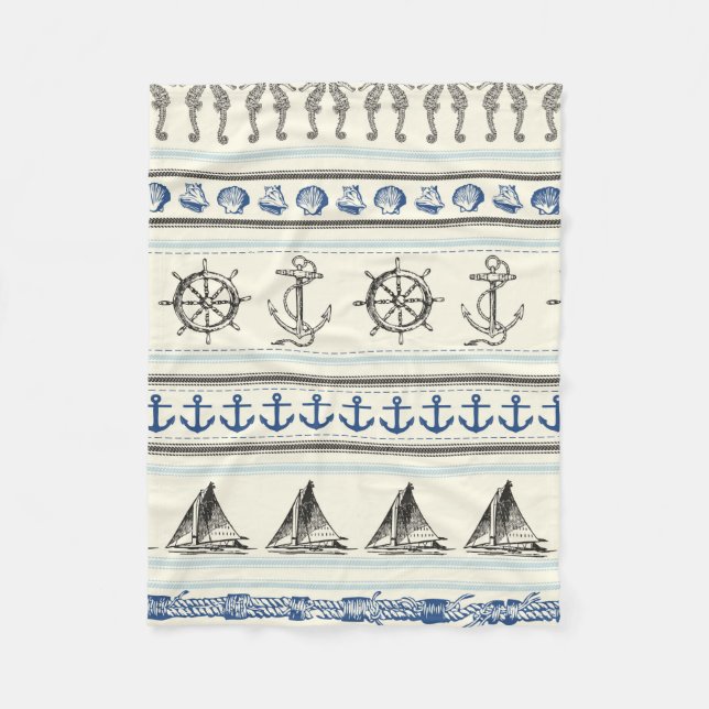 Sailing Anchor Nautical Rope Knot Fleece Blanket (Front)