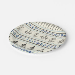 Sailing Anchor Nautical Rope Knot Paper Plates
