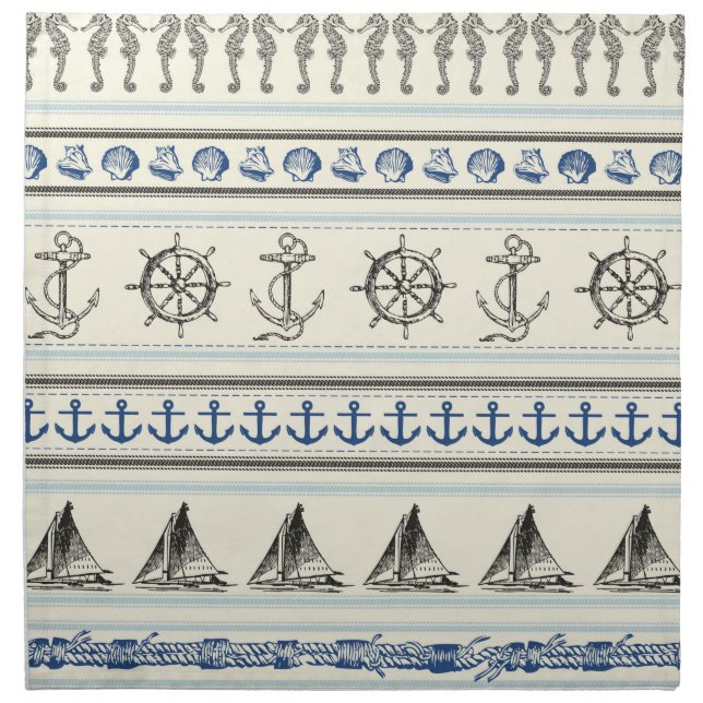 Sailing Anchor Nautical Rope Knot Sail Napkins (Front)