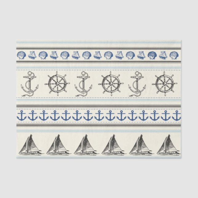 Sailing Anchor Nautical Rope Knot Tissue Paper (Front)