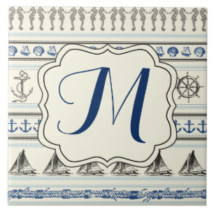 Sailing Anchor Nautical Rope Monogram Display Tile