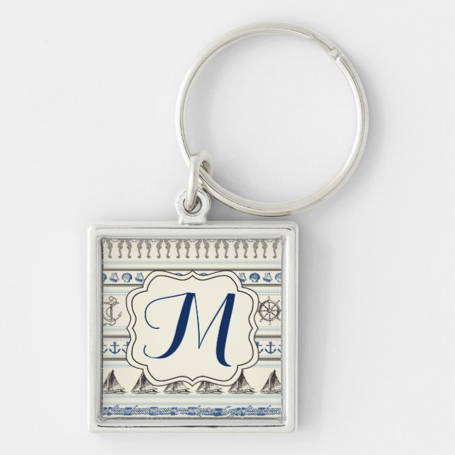 Sailing Anchor Nautical Rope Monogram Key Chain (Front)